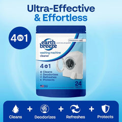 Earth Breeze Washing Machine Cleaner Tablets Fragrance-Free 1 Year Supply | Deep Cleans, Removes Odors, Residue & Buildup - Front Load, Top Load & HE Washers - No Harsh Chemicals - Made in USA
